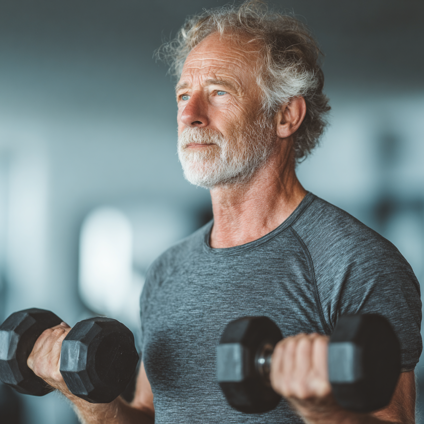 Seniori activi făcând exerciții